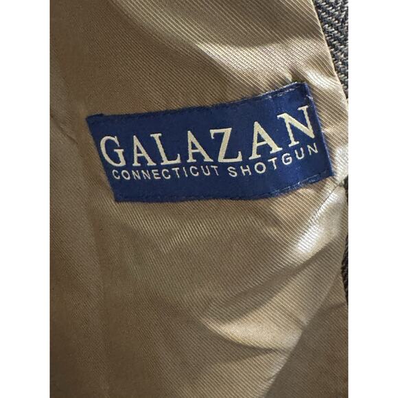 Galazan Brown Herringbone Tweed Wool Vest Leather Shoulder Patches Mens Size 54 - Picture 6 of 9